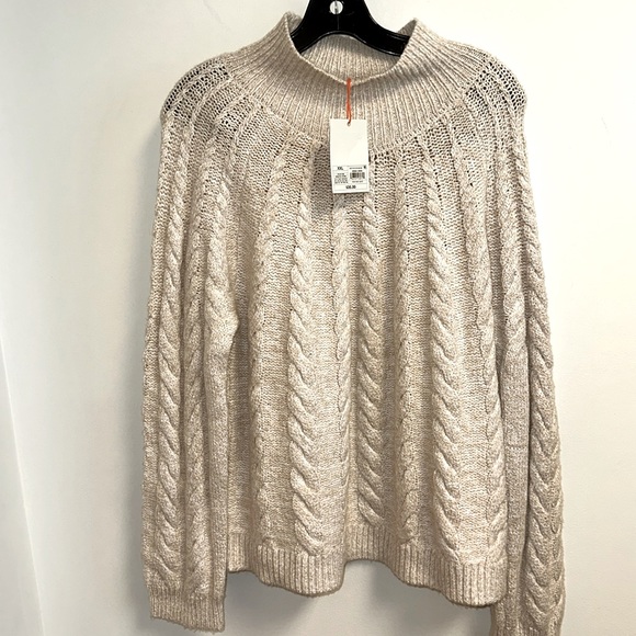Knox Rose Sweaters - Knox Rose ladies sweater, long sleeve XXL beige color